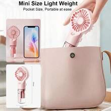 OBOVAY Portable Handheld Mist Fan, Can Be Worn Around Neck Or Used As Desktop Humidifying Fan, 4 Wind Speed Levels, 800mAh Battery