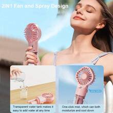 OBOVAY Portable Handheld Mist Fan, Can Be Worn Around Neck Or Used As Desktop Humidifying Fan, 4 Wind Speed Levels, 800mAh Battery