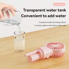 OBOVAY Portable Handheld Mist Fan, Can Be Worn Around Neck Or Used As Desktop Humidifying Fan, 4 Wind Speed Levels, 800mAh Battery