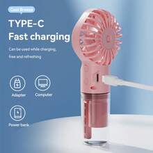 OBOVAY Portable Handheld Mist Fan, Can Be Worn Around Neck Or Used As Desktop Humidifying Fan, 4 Wind Speed Levels, 800mAh Battery