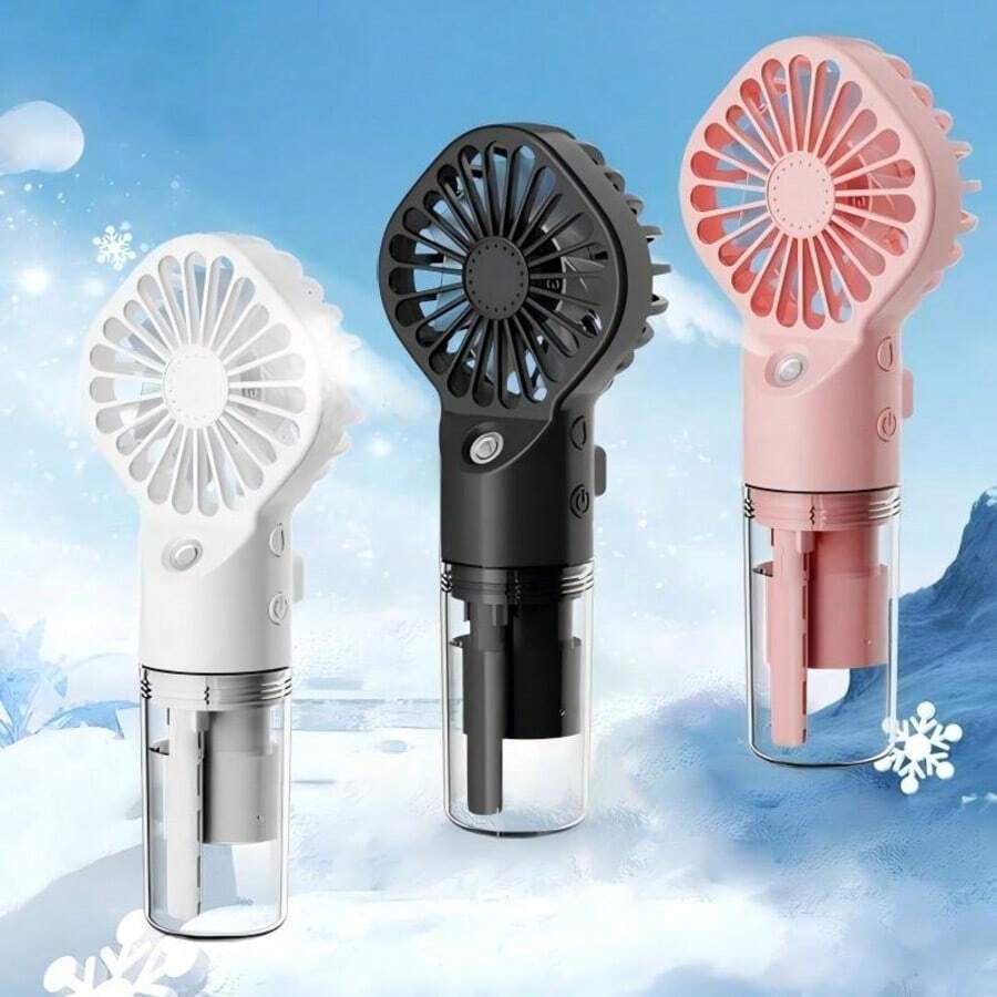 OBOVAY Portable Handheld Mist Fan, Can Be Worn Around Neck Or Used As Desktop Humidifying Fan, 4 Wind Speed Levels, 800mAh Battery
