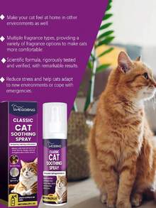 YEGBONG 1pc/50ml/60ml Pet Cat Calming Spray, Gentle Formula To Relieve Scratching, Urine Marking Behavior, Quickly Soothes Cat's Emotions And Reduces Stress And Anxiety, Spray On Cat's Environment And Objects