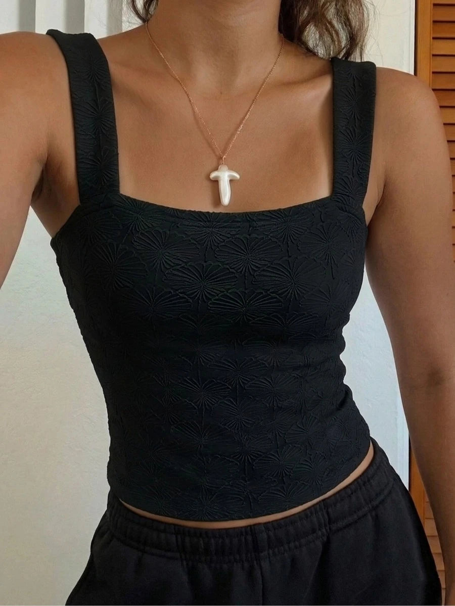 Letnja Pletena Majica bez Rukava, Kvadratni Izrez