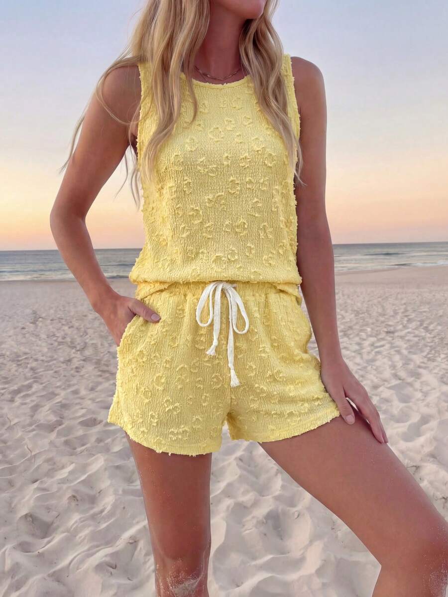 Ženski Casual  komplet - Top sa Okruglim Izrezom i Šorts