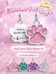Customized Pet Anti-Lost ID Tag, Can Engrave Pet Name And Phone Number, Fashionable Paw Print Design, Customized Keychain, Suitable For Daily Use And Special Occasions, Perfect Gift For Pet Lovers' Birthday, Christmas, Anniversary, Pet Supplies