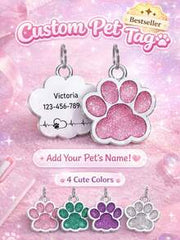Customized Pet Anti-Lost ID Tag, Can Engrave Pet Name And Phone Number, Fashionable Paw Print Design, Customized Keychain, Suitable For Daily Use And Special Occasions, Perfect Gift For Pet Lovers' Birthday, Christmas, Anniversary, Pet Supplies
