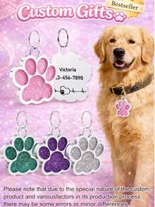 Customized Pet Anti-Lost ID Tag, Can Engrave Pet Name And Phone Number, Fashionable Paw Print Design, Customized Keychain, Suitable For Daily Use And Special Occasions, Perfect Gift For Pet Lovers' Birthday, Christmas, Anniversary, Pet Supplies