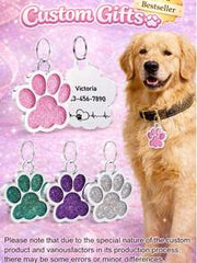 Customized Pet Anti-Lost ID Tag, Can Engrave Pet Name And Phone Number, Fashionable Paw Print Design, Customized Keychain, Suitable For Daily Use And Special Occasions, Perfect Gift For Pet Lovers' Birthday, Christmas, Anniversary, Pet Supplies