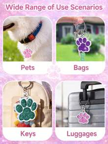 Customized Pet Anti-Lost ID Tag, Can Engrave Pet Name And Phone Number, Fashionable Paw Print Design, Customized Keychain, Suitable For Daily Use And Special Occasions, Perfect Gift For Pet Lovers' Birthday, Christmas, Anniversary, Pet Supplies
