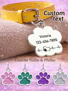 Customized Pet Anti-Lost ID Tag, Can Engrave Pet Name And Phone Number, Fashionable Paw Print Design, Customized Keychain, Suitable For Daily Use And Special Occasions, Perfect Gift For Pet Lovers' Birthday, Christmas, Anniversary, Pet Supplies