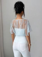 Selianne Women's Sexy Solid Color Elegant Lace T-Shirt, Convertible Design