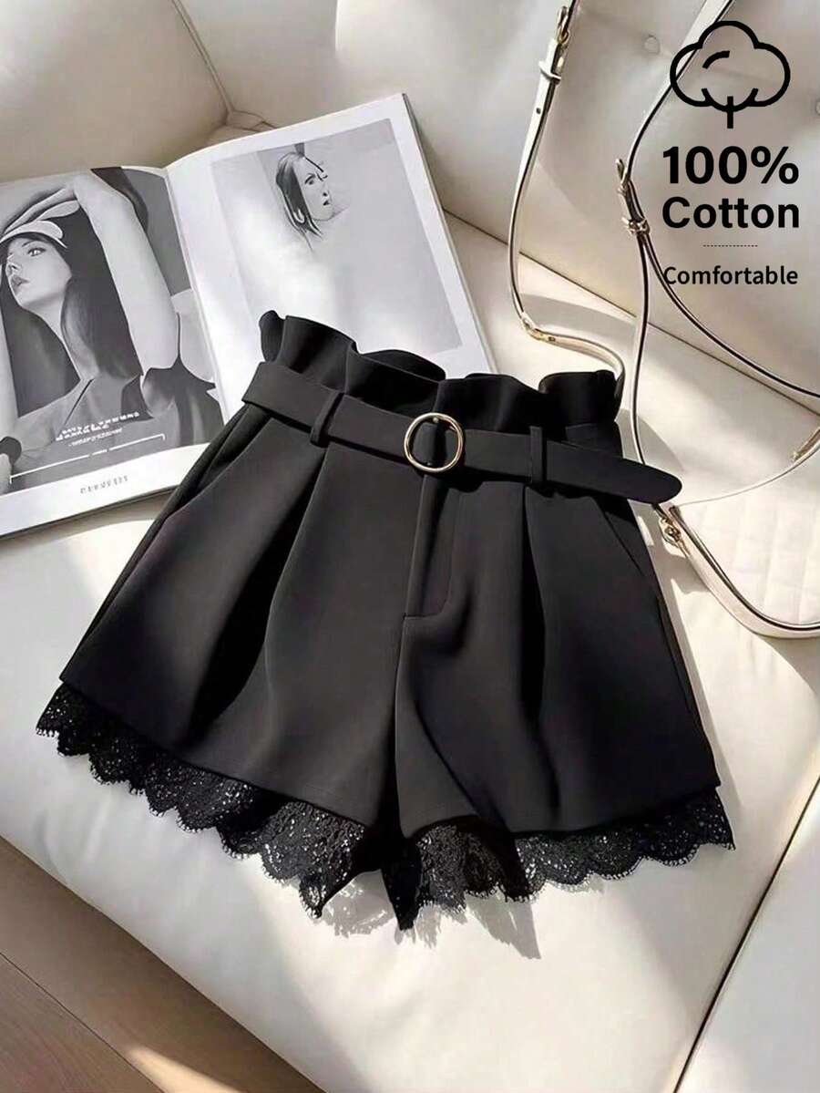 Ženski Elegantni Šorts sa Čipkastim Umetkom