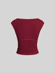 Sweetra 3pcs/Set Sexy Backless Breathable Moisture-Wicking Fitted Short Sleeve Top/T-Shirt For Women