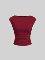 Sweetra 3pcs/Set Sexy Backless Breathable Moisture-Wicking Fitted Short Sleeve Top/T-Shirt For Women