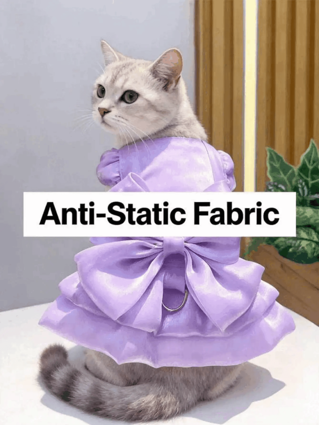 Fashionable High-Gloss Pet Dress With Romantic Puff Sleeves And Big Bow