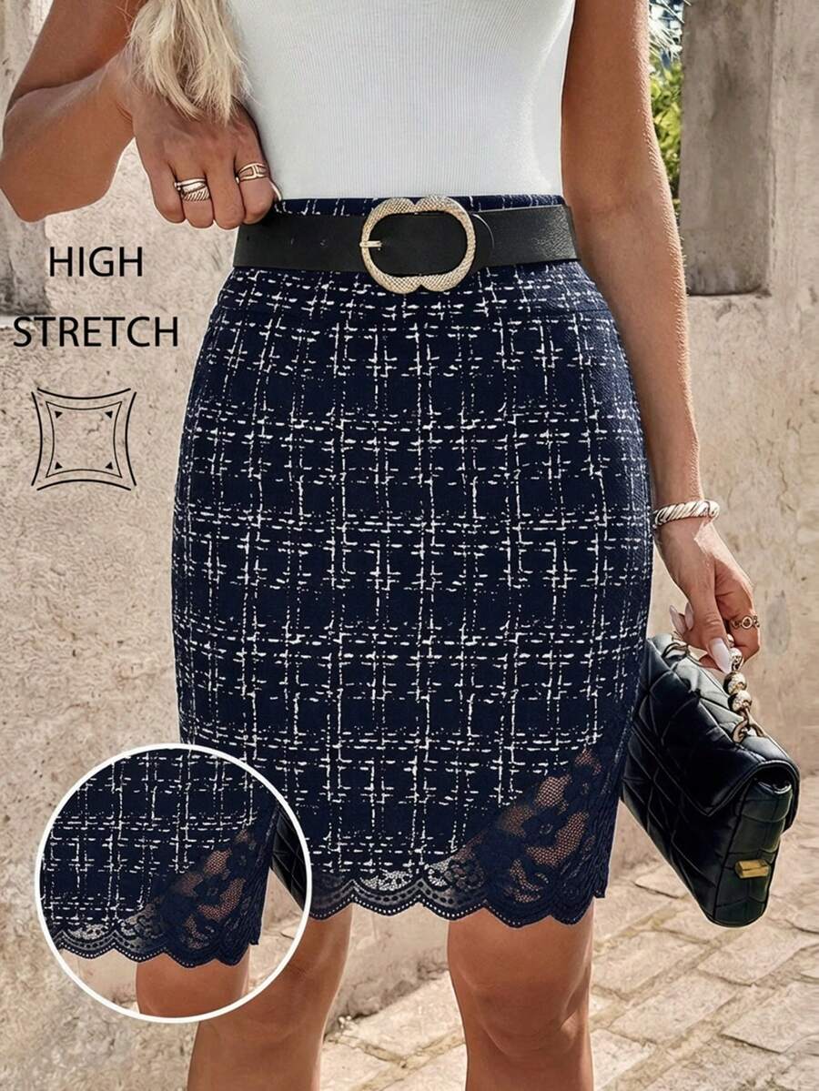 Ženska Elegantna Suknja sa Čipkastim Umetkom