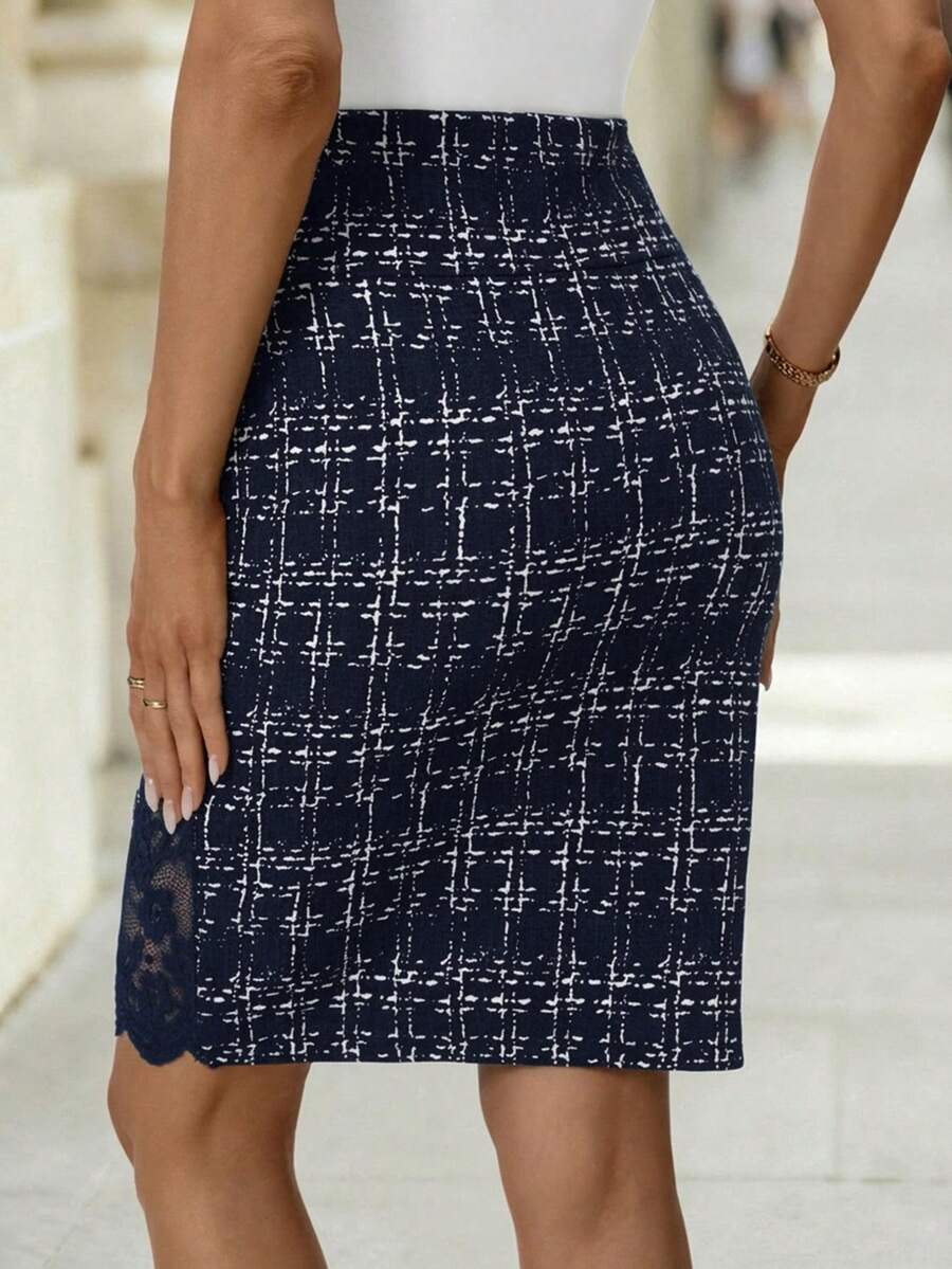 Ženska Elegantna Suknja sa Čipkastim Umetkom