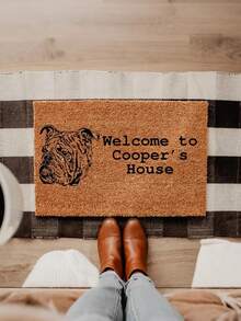 1pc Personalized Dog Photo Doormat, Custom Pet Food Mat, Custom Pet Welcome Mat, Custom Dog Photo Name Mat, Non Slip Pet Placemat, Dog Lover Gift, Cat Lovers Gift