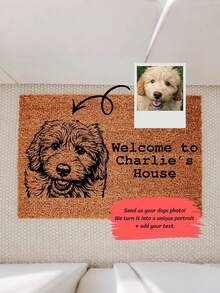 1pc Personalized Dog Photo Doormat, Custom Pet Food Mat, Custom Pet Welcome Mat, Custom Dog Photo Name Mat, Non Slip Pet Placemat, Dog Lover Gift, Cat Lovers Gift