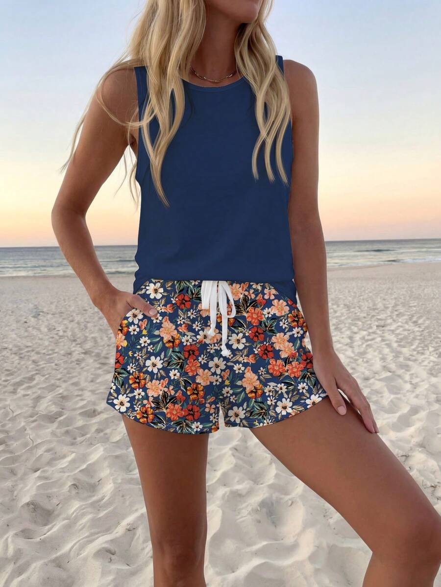 Ženski Casual Boho Majica i Šorts  Set