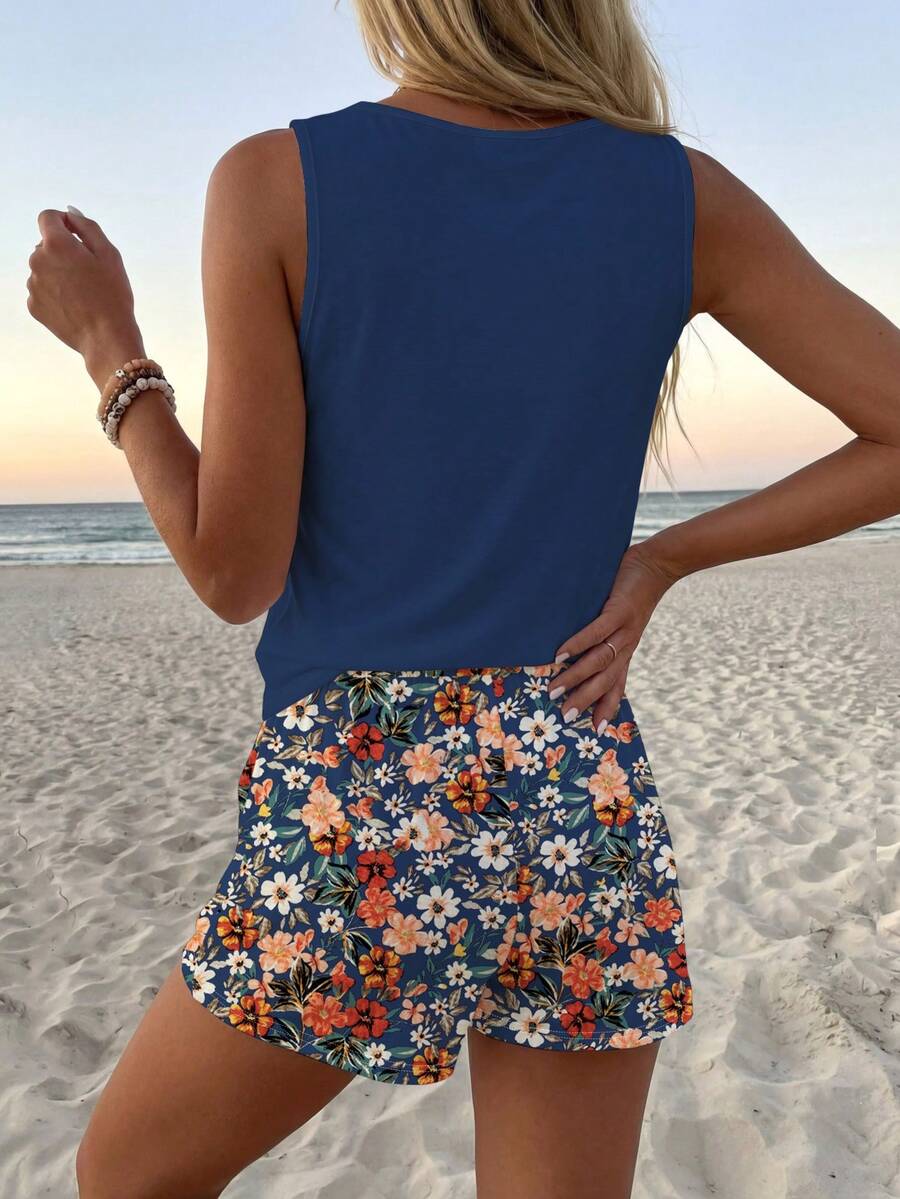 Ženski Casual Boho Majica i Šorts  Set