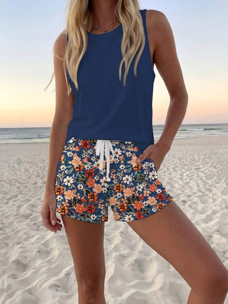 Ženski Casual Boho Majica i Šorts  Set