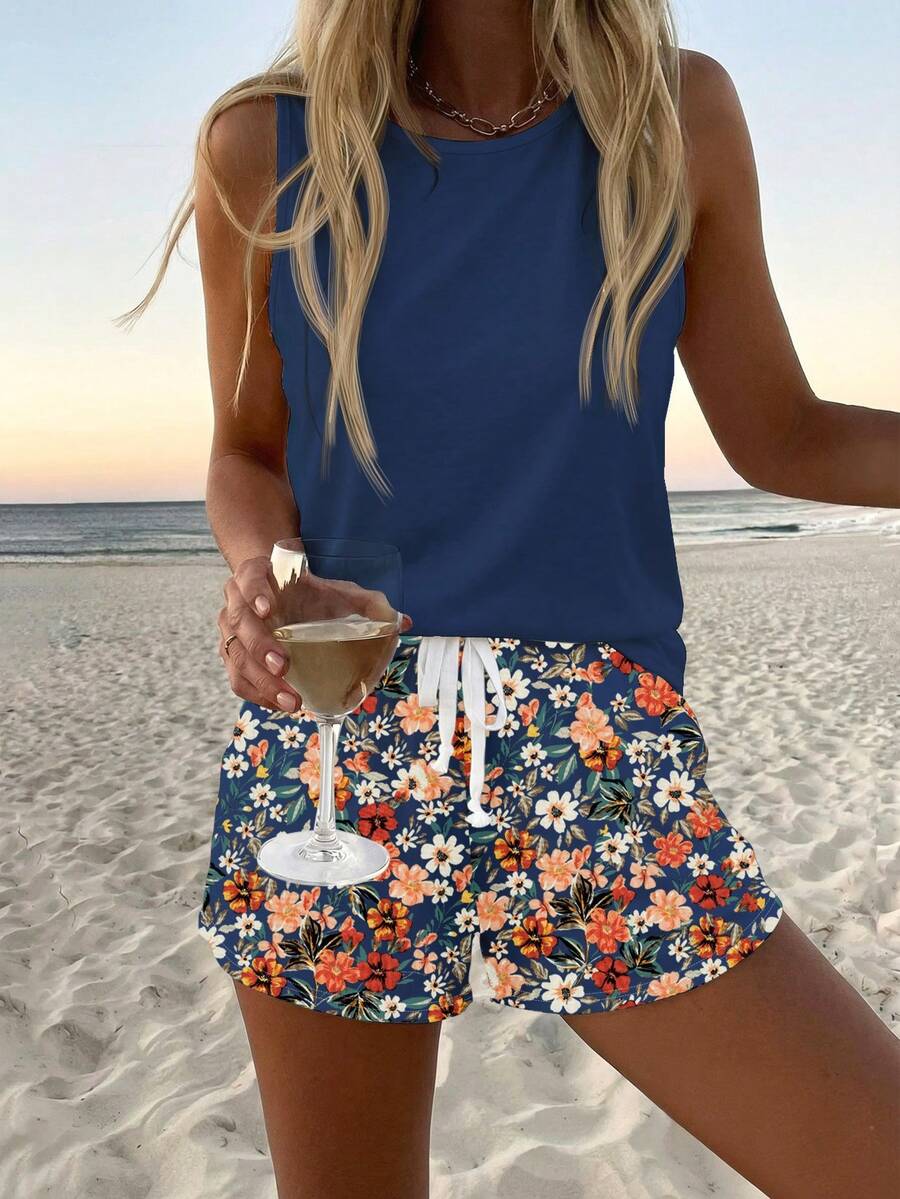 Ženski Casual Boho Majica i Šorts  Set