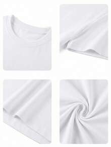Women's Summer 100% Cotton Vintage Cartoon English Graphic Print Short Sleeve T-Shirt, Retro Round Neck With Back Print And Mini Logo On Front, Casual Street Style Top White