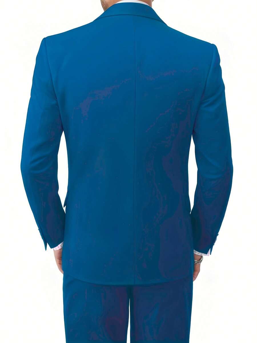 Muški set od 3 dela u jednoj boji, slim fit, rastegljiv, uključuje sako, prsluk i pantalone