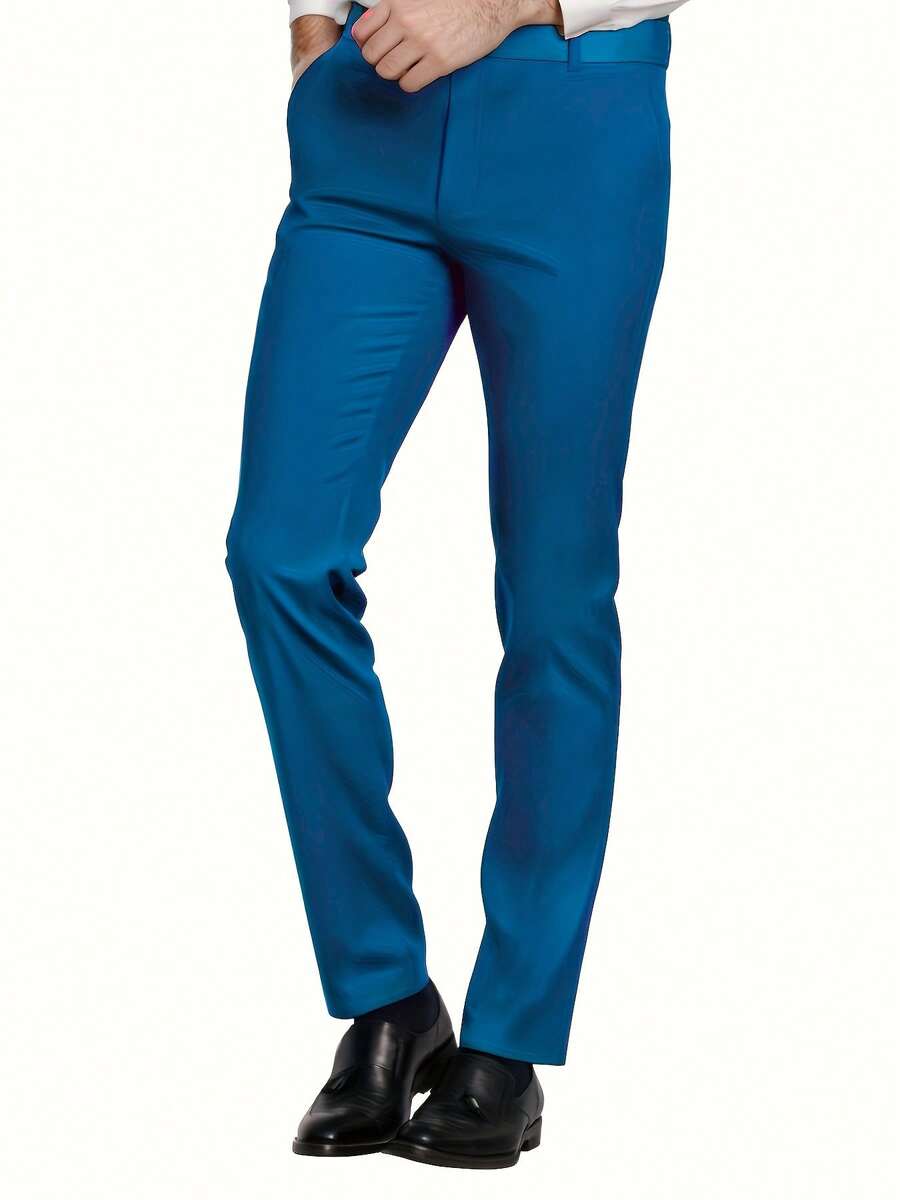 Muški set od 3 dela u jednoj boji, slim fit, rastegljiv, uključuje sako, prsluk i pantalone