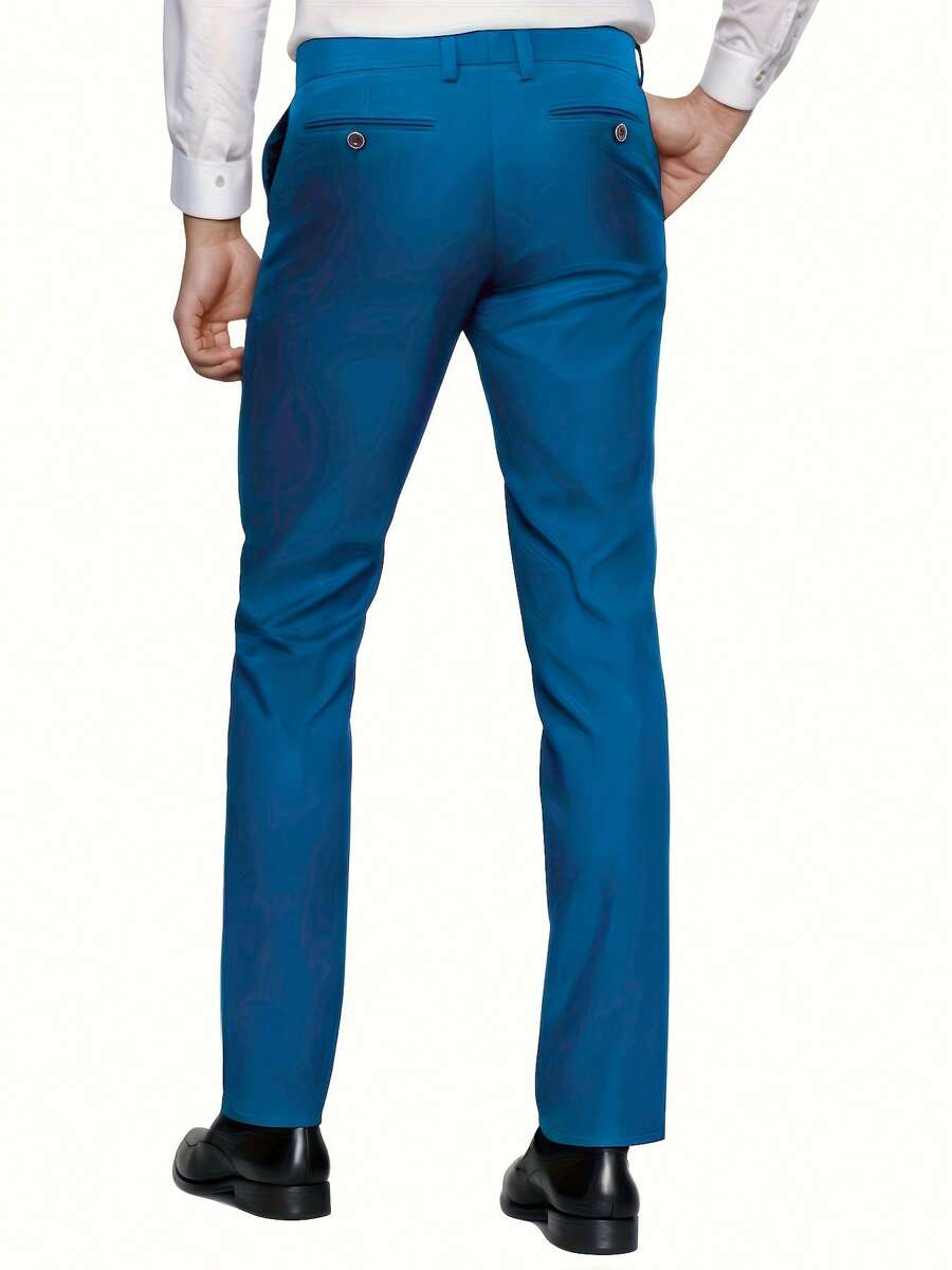 Muški set od 3 dela u jednoj boji, slim fit, rastegljiv, uključuje sako, prsluk i pantalone
