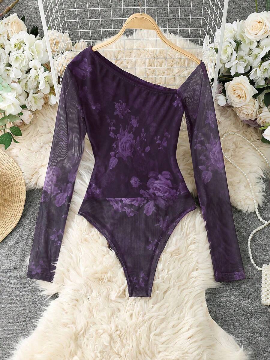 Ženski modni providni mrežasti body sa leopard printom