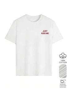 Women's Summer 100% Cotton Vintage Cartoon English Graphic Print Short Sleeve T-Shirt, Retro Round Neck With Back Print And Mini Logo On Front, Casual Street Style Top White