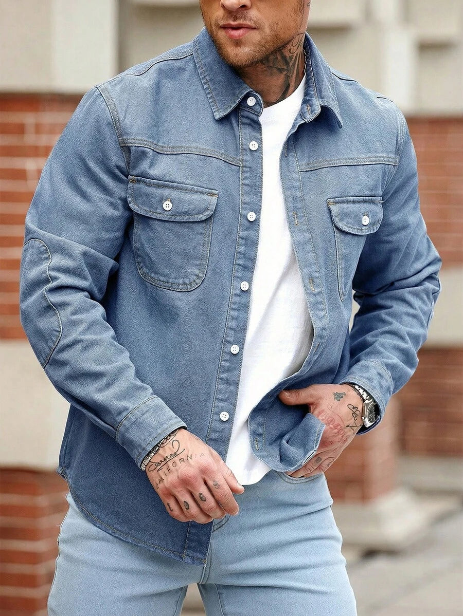 Muška ležerna streetwear teksas košulja dugih rukava