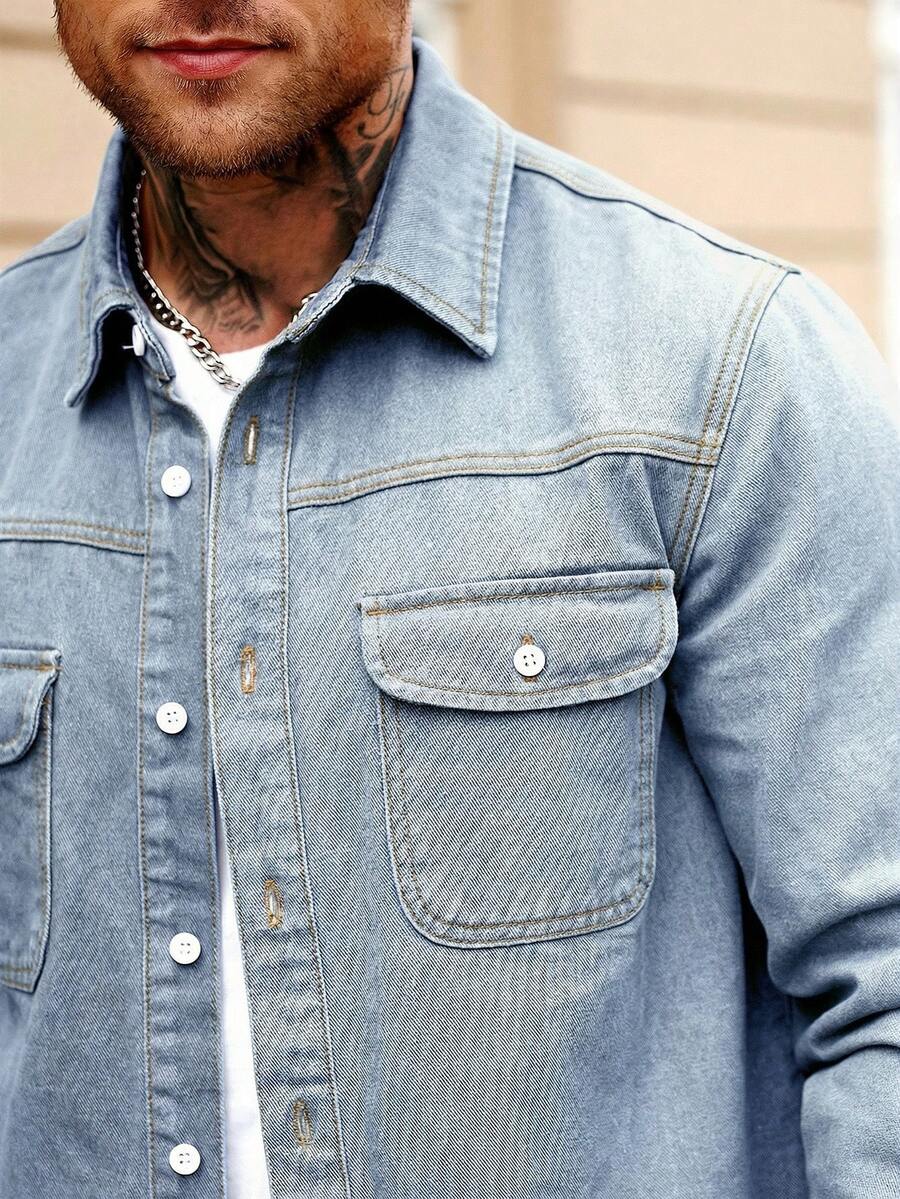 Muška ležerna streetwear teksas košulja dugih rukava