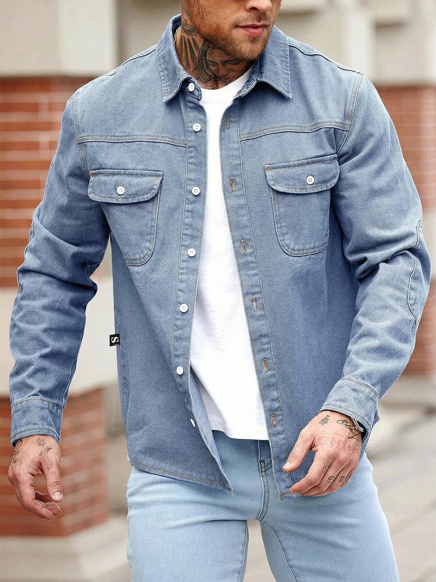 Muška ležerna streetwear teksas košulja dugih rukava