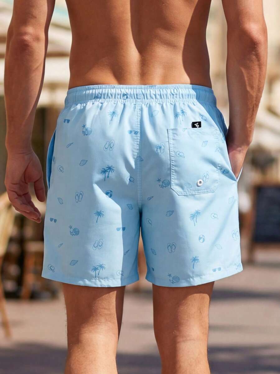 Muški šorts za plažu sa grafičkim printom palme