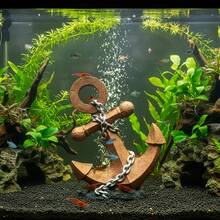 Mediterranean Style Anchor, Fish & Shrimp Hideaway Ornament, Aquarium Decor, Fish Breeding & Hiding, Aquarium Micro-Landscape Supplies