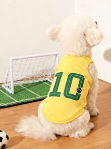 LUCKIE PAW 2pcs/Set World Cup Brazil Team Jersey Graphic Print Pet Vest, Physical Flea Repellent, Reduce Shedding, Breathable For Small/Large Dogs & Cats, Indoor/Outdoor