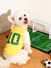 LUCKIE PAW 2pcs/Set World Cup Brazil Team Jersey Graphic Print Pet Vest, Physical Flea Repellent, Reduce Shedding, Breathable For Small/Large Dogs & Cats, Indoor/Outdoor