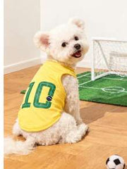 LUCKIE PAW 2pcs/Set World Cup Brazil Team Jersey Graphic Print Pet Vest, Physical Flea Repellent, Reduce Shedding, Breathable For Small/Large Dogs & Cats, Indoor/Outdoor