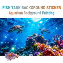 Blue Ocean Coral Reef, Aquarium Background Painting, Aquarium Background Sticker, Reptile Habitat Background Sticker, Self-Adhesive Front, Aquarium Landscape Decor, Aquarium Decorations