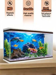 Blue Ocean Coral Reef, Aquarium Background Painting, Aquarium Background Sticker, Reptile Habitat Background Sticker, Self-Adhesive Front, Aquarium Landscape Decor, Aquarium Decorations