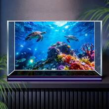 Blue Ocean Coral Reef, Aquarium Background Painting, Aquarium Background Sticker, Reptile Habitat Background Sticker, Self-Adhesive Front, Aquarium Landscape Decor, Aquarium Decorations