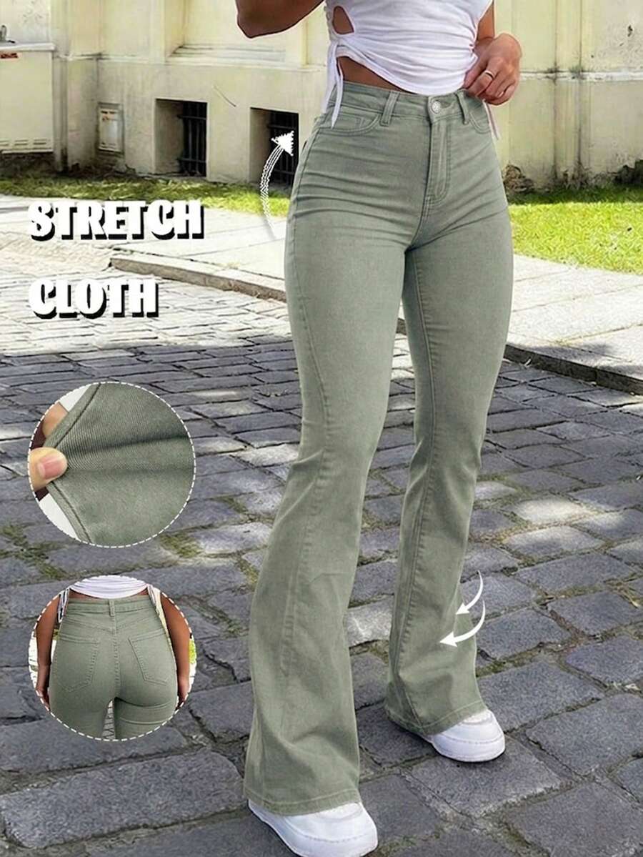 Ženske pantalone Y2K stila, jednobojne