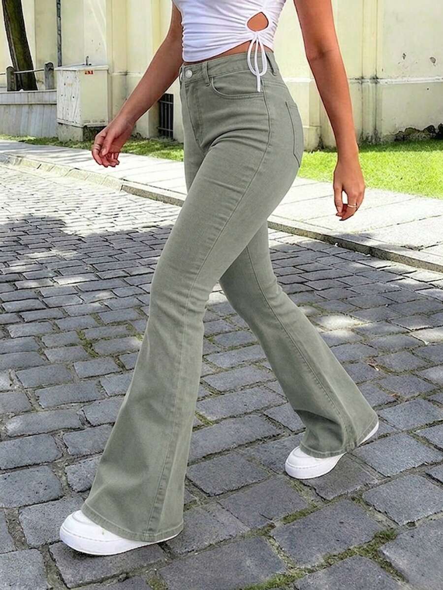 Ženske pantalone Y2K stila, jednobojne