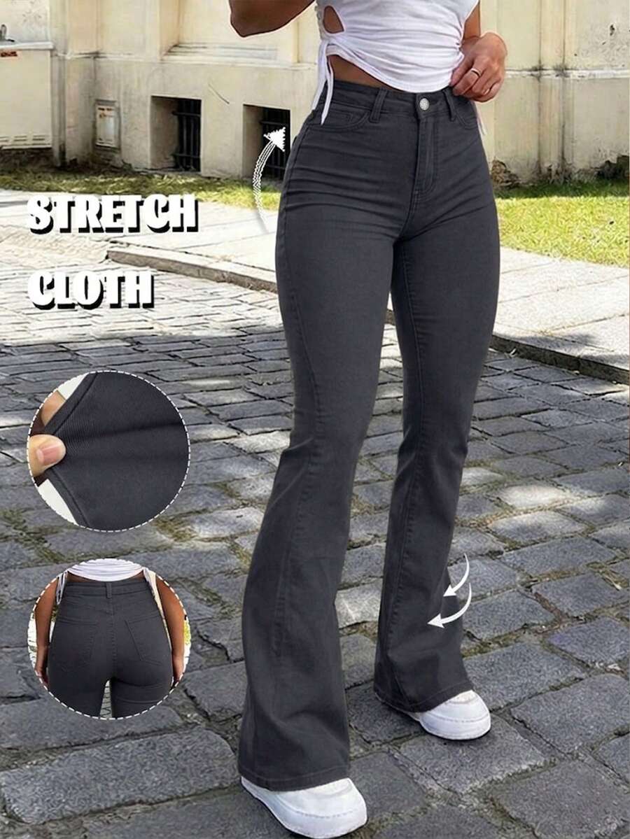 Ženske pantalone Y2K stila, jednobojne