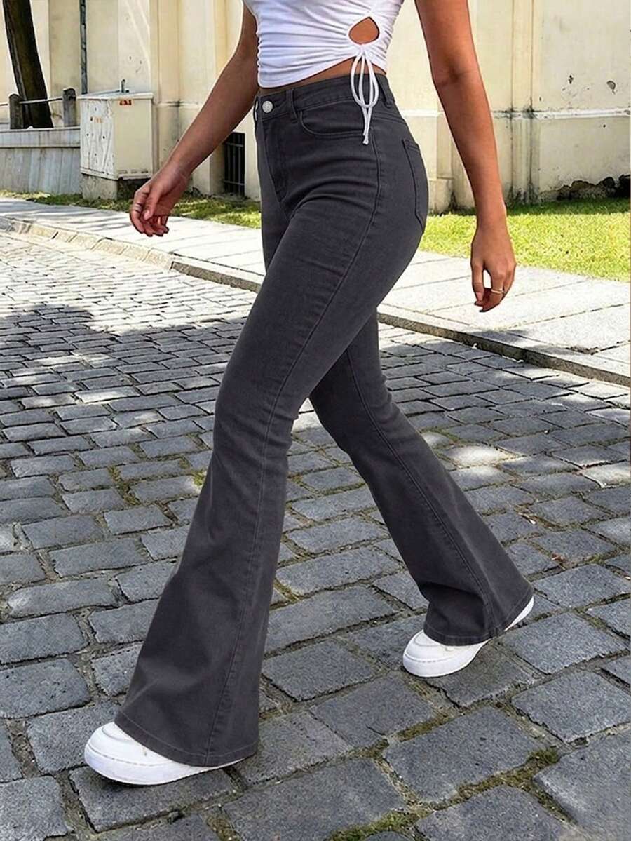 Ženske pantalone Y2K stila, jednobojne