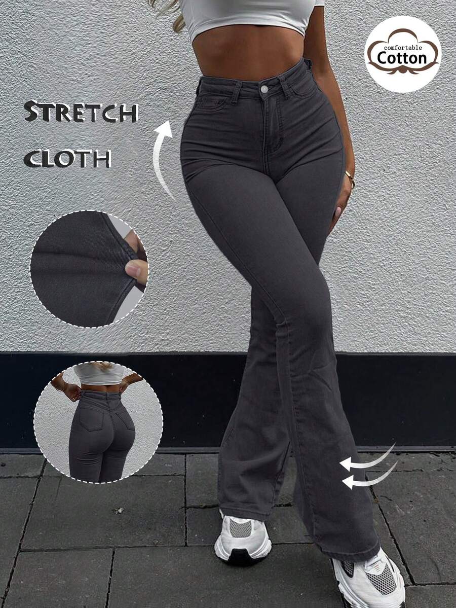 Ženske pantalone Y2K stila, jednobojne