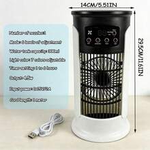 Multifunctional Desktop Fan. USB Powered, With 7-Color Lighting, Humidifying Function, 6-Speed Adjustable, Timer Setting, 300ml Water Tank For Water Or Ice Cubes, Compact Cooler Suitable For Home, Office And Small Rooms